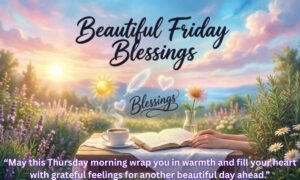 Beautiful Friday Blessings: May this Friday morning wrap you in divine peace, filling your heart with joy and your path with endless possibilities throughout the day.