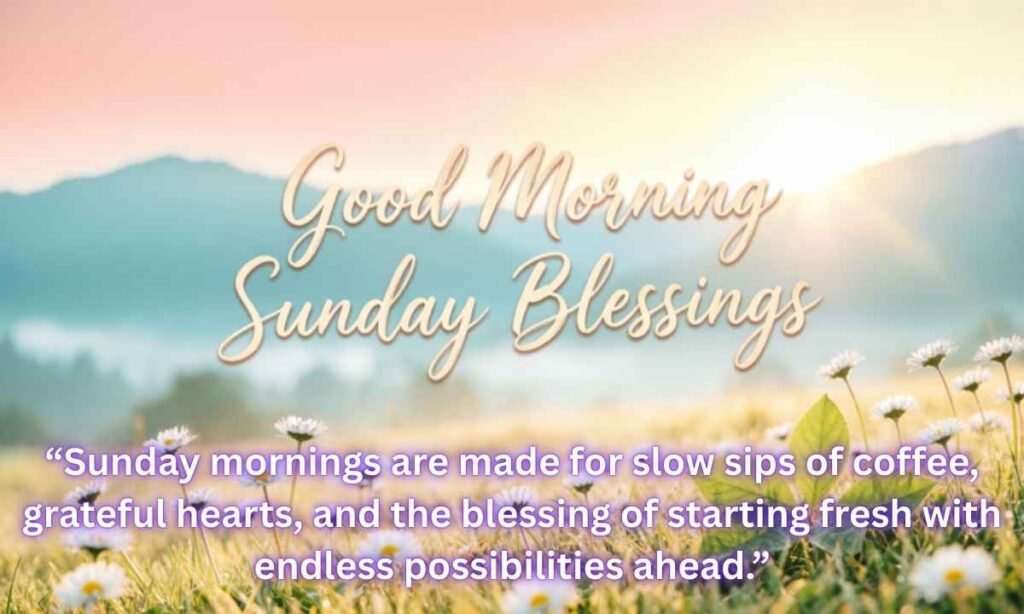Good Morning Sunday Blessings Image:
“Sunday mornings are made for slow sips of coffee, grateful hearts, and the blessing of starting fresh with endless possibilities ahead.”
