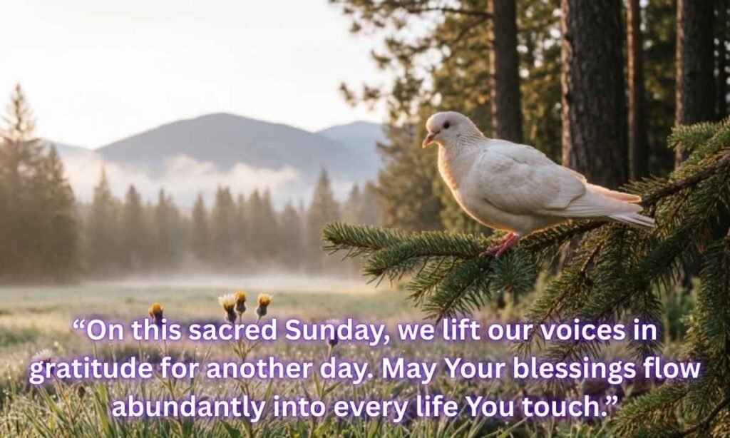 Good Morning Sunday Prayers & Blessings Image:
“On this sacred Sunday, we lift our voices in gratitude for another day. May Your blessings flow abundantly into every life You touch.”
