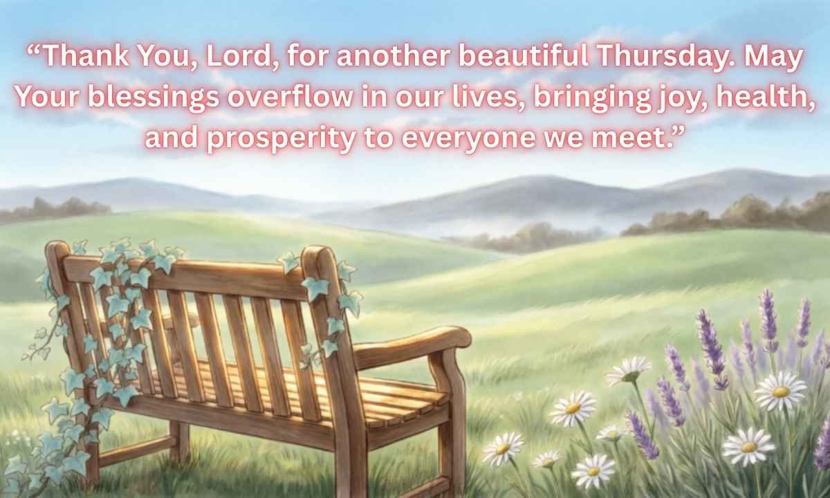 Good Morning Thursday Blessings Image: Thank You, Lord, for another beautiful Thursday. May Your blessings overflow in our lives, bringing joy, health, and prosperity to everyone we meet.
