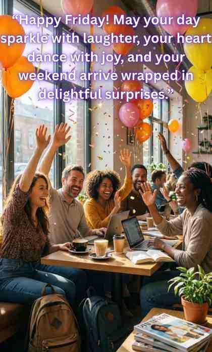 Happy Friday Blessings:
Happy Friday! May your day sparkle with laughter, your heart dance with joy, and your weekend arrive wrapped in delightful surprises.