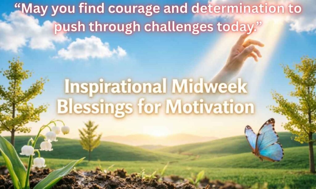 Inspirational Midweek Blessings for Motivation Image:
“May you find courage and determination to push through challenges today.”