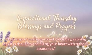Inspirational Thursday Blessings and Prayers Image: “Blessings of peace surround you today, calming anxious thoughts and filling your heart with tranquil assurance.”