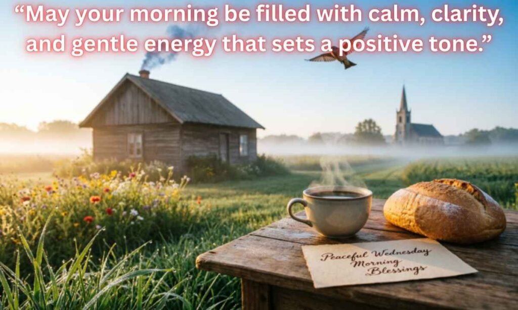 Peaceful Wednesday Morning Blessings Image:
“May your morning be filled with calm, clarity, and gentle energy that sets a positive tone.”