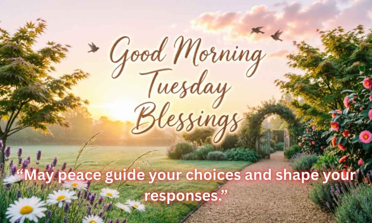 Positive Good Morning Tuesday Blessings Image: “May peace guide your choices and shape your responses.”