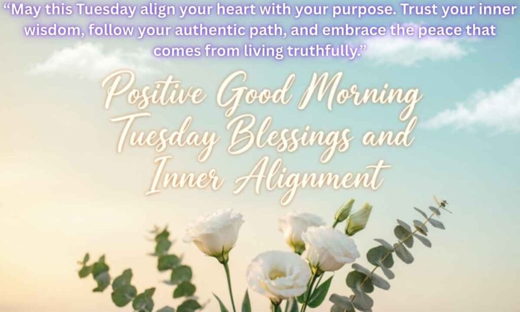 Positive Good Morning Tuesday Blessings and Inner Alignment:
"May this Tuesday align your heart with your purpose. Trust your inner wisdom, follow your authentic path, and embrace the peace that comes from living truthfully."
