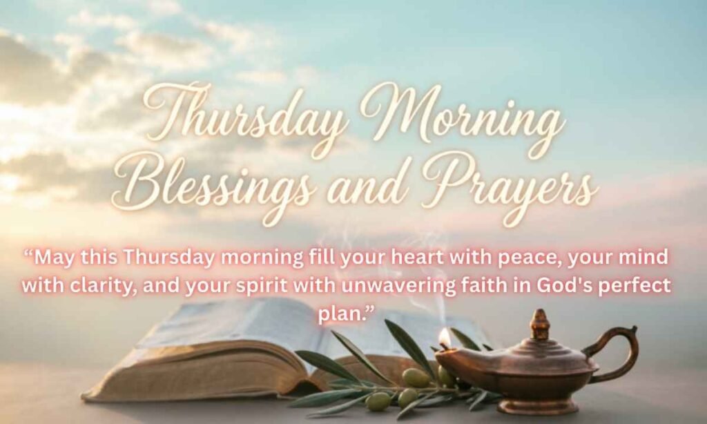 Thursday Morning Blessings and Prayers Image:
“May this Thursday morning fill your heart with peace, your mind with clarity, and your spirit with unwavering faith in God's perfect plan.”