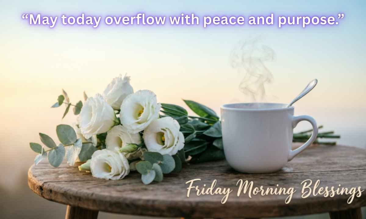 Friday Morning Blessings Image: “May today overflow with peace and purpose.”