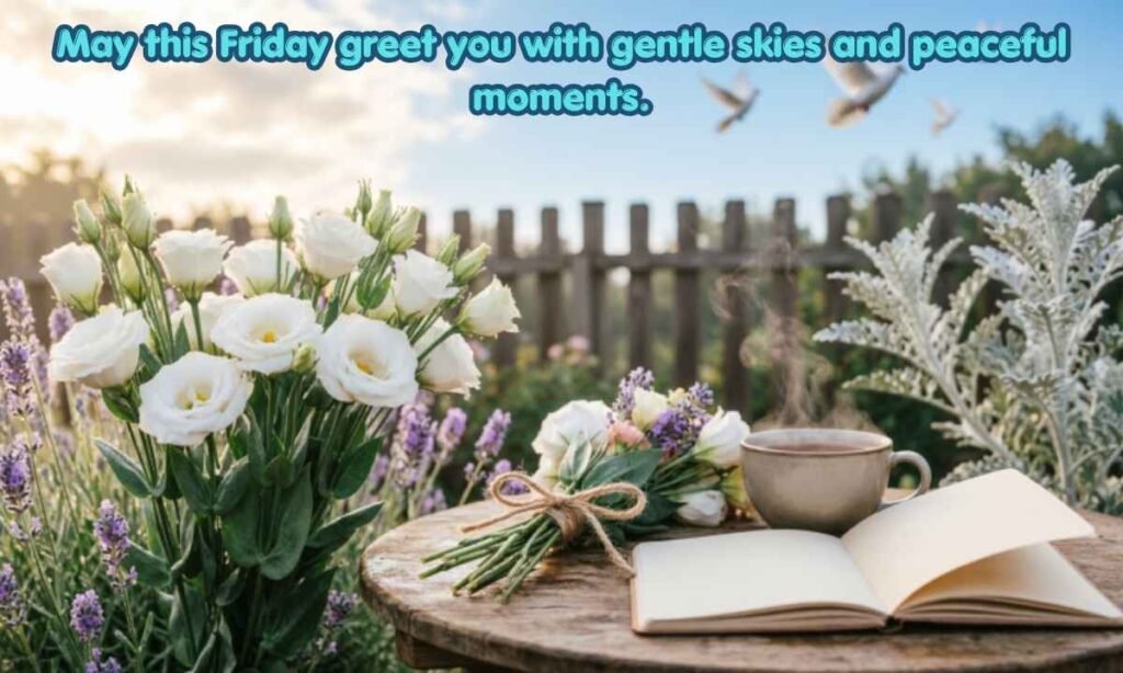 Beautiful Friday Blessings 
Image:
May this Friday greet you with gentle skies and peaceful moments.