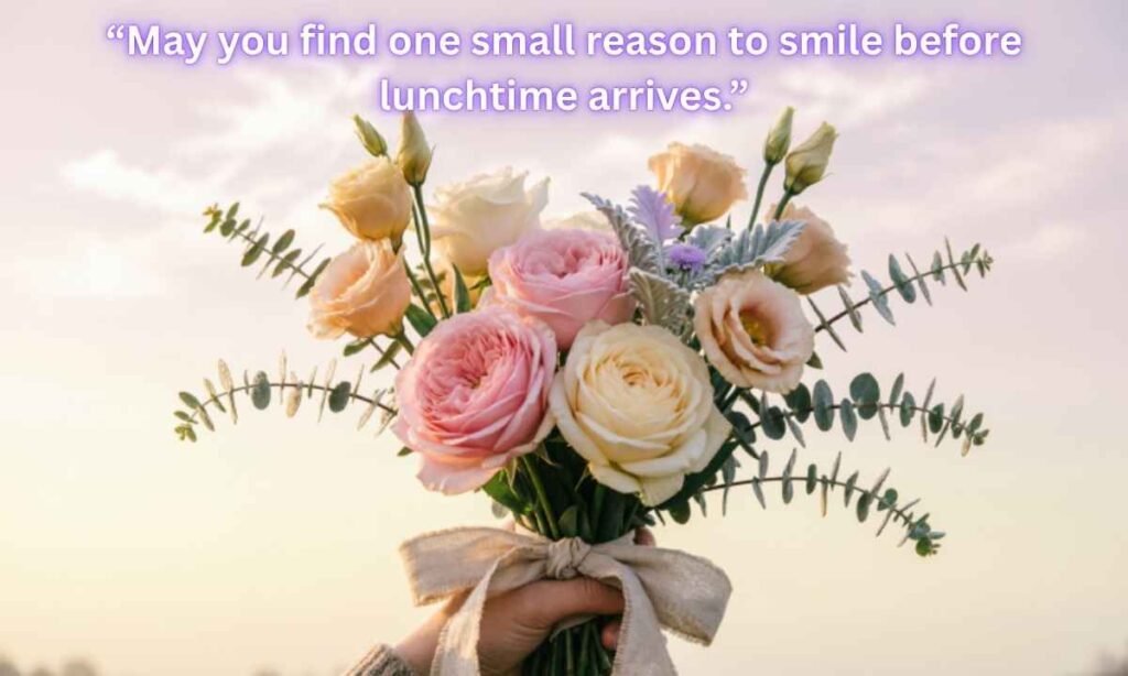 Beautiful Wednesday Blessings to Brighten Your Day Image:
May you find one small reason to smile before lunchtime arrives.
