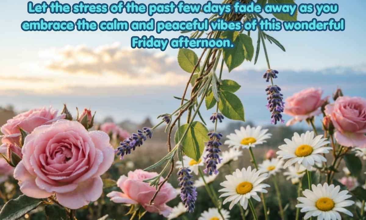 Best Friday Blessings Image: Let the stress of the past few days fade away as you embrace the calm and peaceful vibes of this wonderful Friday afternoon.
