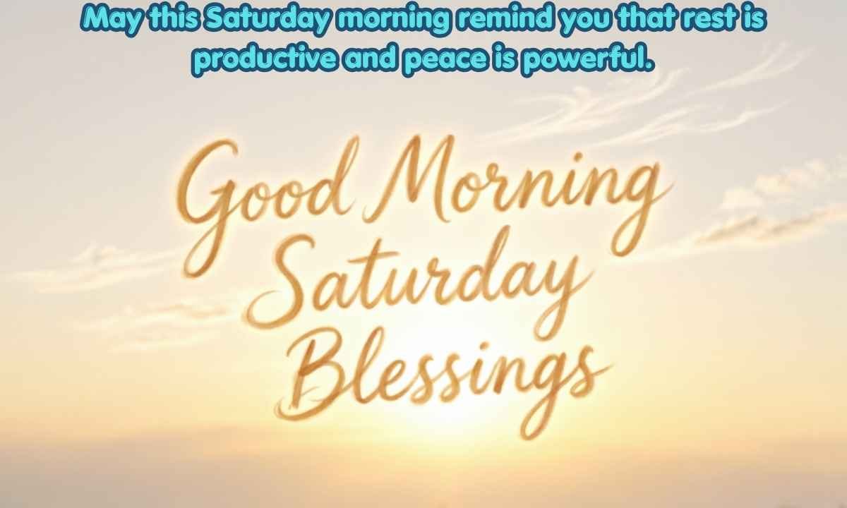 Good Morning Saturday Blessings Image: May this Saturday morning remind you that rest is productive and peace is powerful.