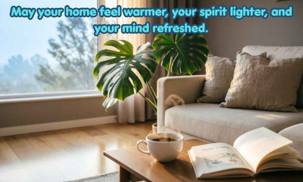 Happy Sunday Blessings Image:
May your home feel warmer, your spirit lighter, and your mind refreshed.